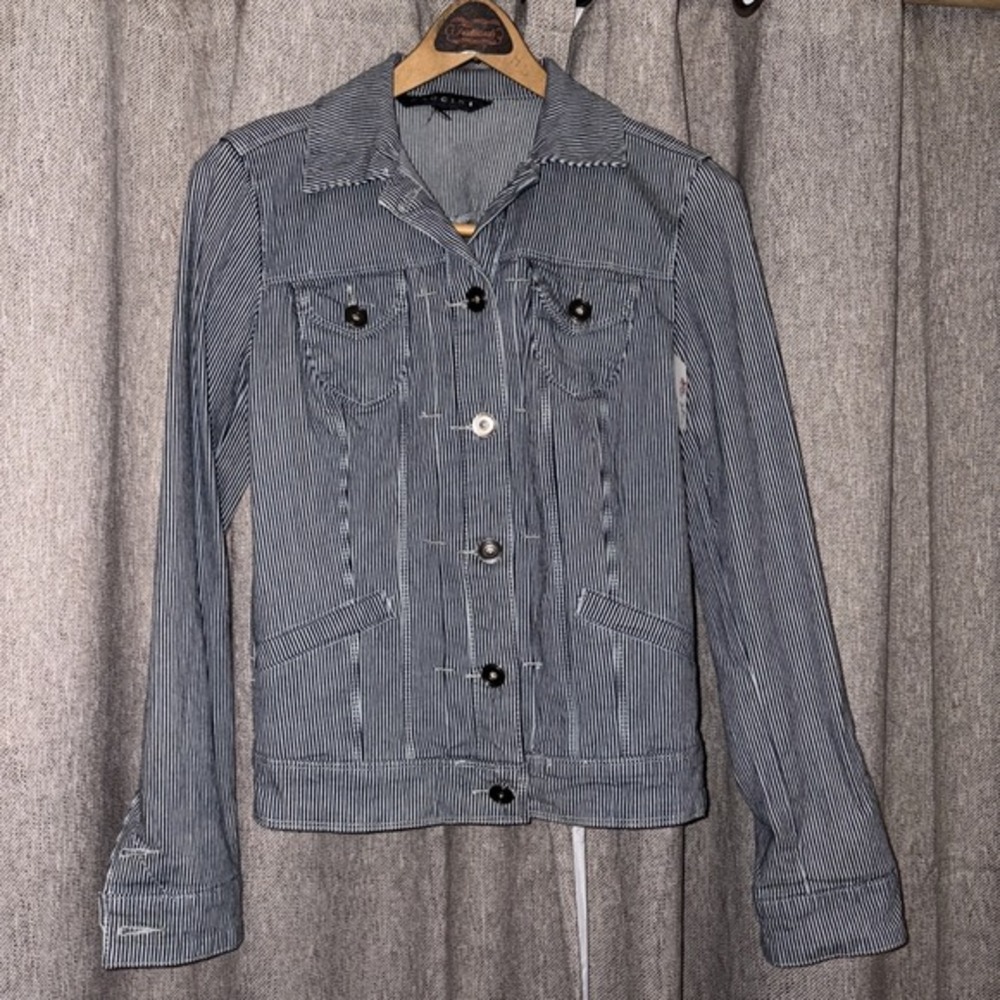 Baccini‎ Navy Blue Striped Jacket Shirt